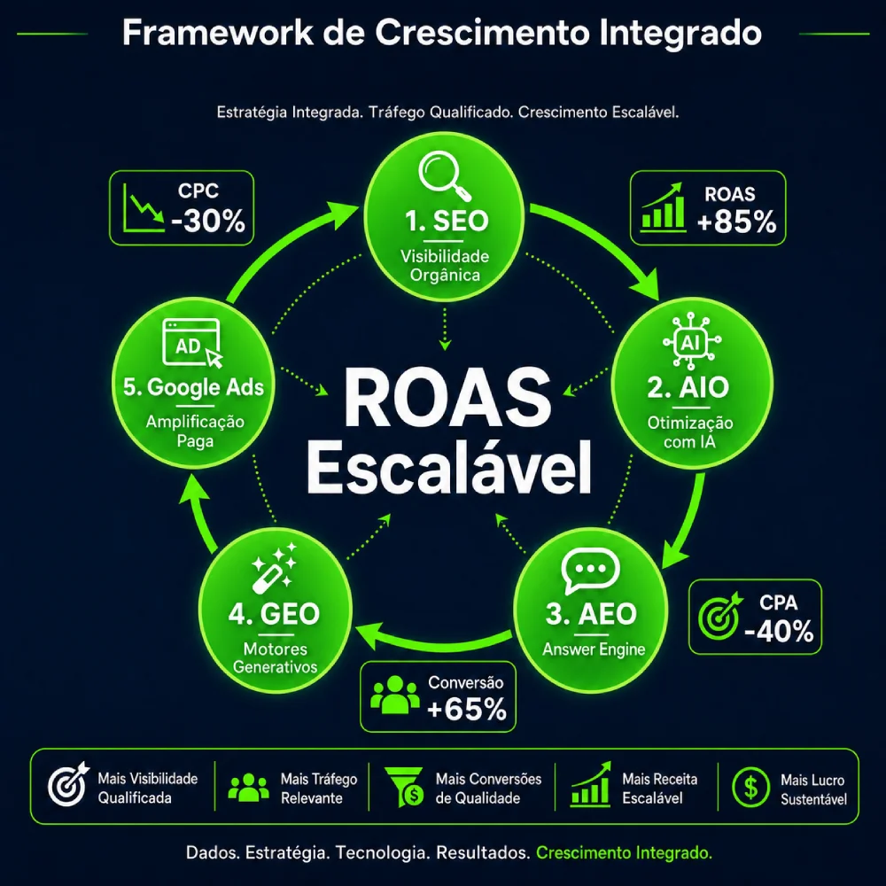 Como SEO, AIO, AEO e GEO aumentam a rentabilidade do Google Ads