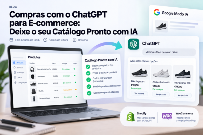 Produtos no ChatGPT e Google AI Mode: catálogo pronto para IA
