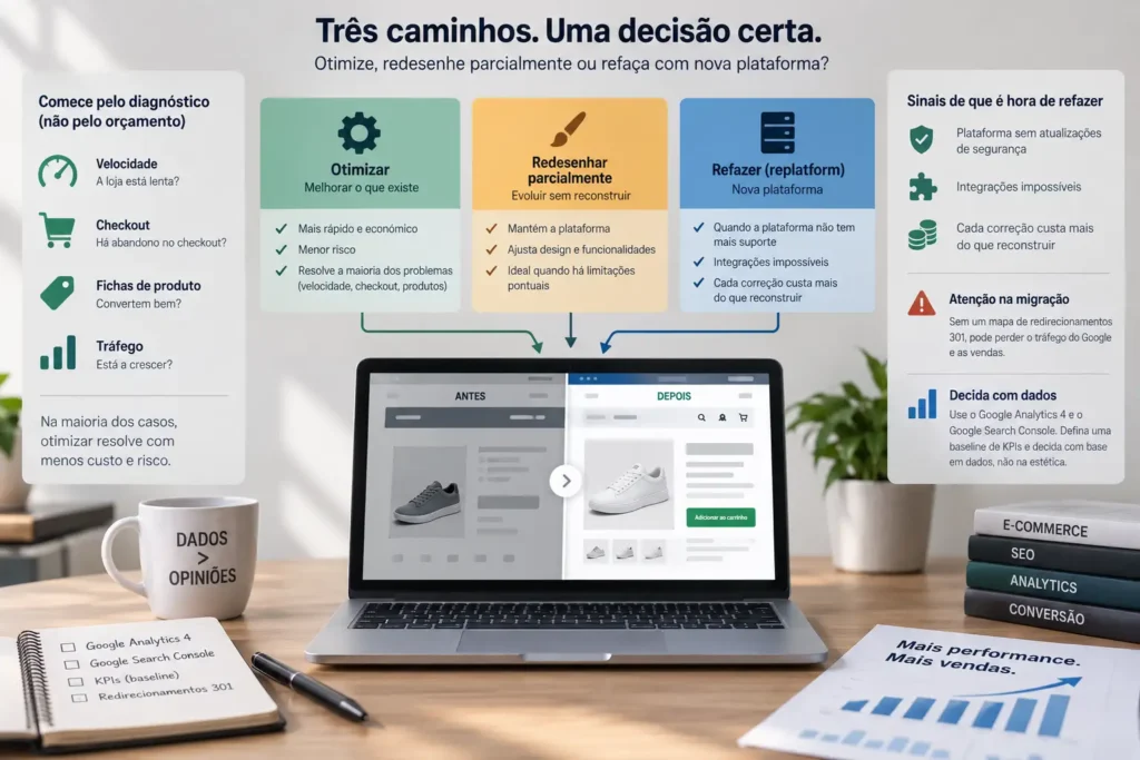 Refazer loja online ou otimizar? Como decidir sem desperdiçar